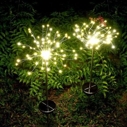 2021 LED Solar Firework Lights Outdoor Waterproof Fairy Garland 200/150 LED Light String Garden Lawn Street Christmas Decoration