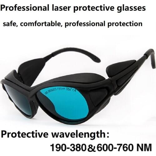 Protection 190-380 and 600-760nm blue purple helium xenon red laser protective glasses 350/635