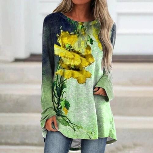 Vintage Abstract Flowers Print Women Blouse Shirt 2021 Spring Casual O Neck Long Sleeve Pullover Tops Ladies Sexy Harajuku Blusa