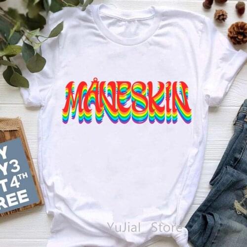 WomenS Clothing Maneskin Rainbow Pride MåNeskin LGBT Letter Print T-Shirt Female Summer Fashion Tops Tee Shirt Femme Tshirt