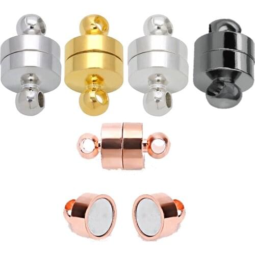 10 Sets Copper Strong Magnetic Clasps Fit Bracelets Necklace Silver Color End Clasp Connectors For DIY Jewelry Making Wholesale