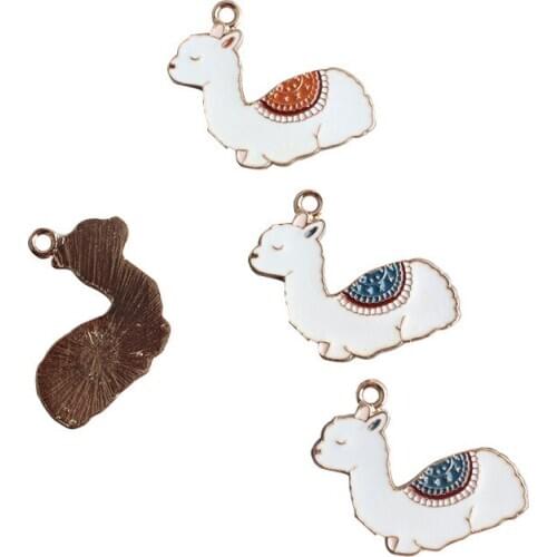 10pcs Enamel Handmade DIY cute cartoon alpaca pendant bracelet pendant jewelry accessories spot wholesale factory direct sales