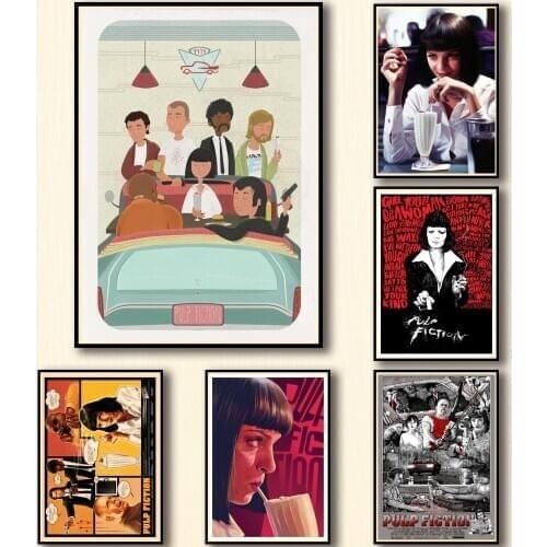 44 Designs Quentin Movie Pulp Fiction Whitepaper Poster Artwork Painting Abstract Wall Sticker for Coffee House Bar