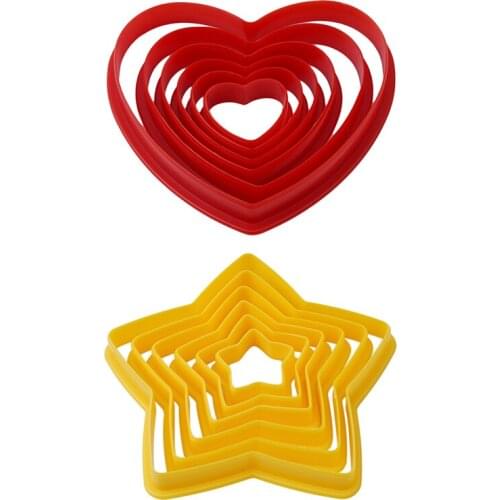 6pcs/ Set Star Heart Shaped Plastic Cake Moulds Cookie Cutter Biscuit Stamp Sugar Fondant Cake Decorating Tools Soap Maker