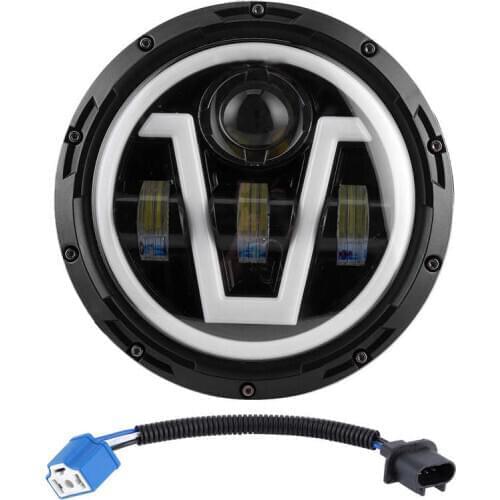 7in Head Light LED Headlight 7in Round LED Headlight White Yellow Light IP67 Waterproof Fit for Jeep Wrangler JK 07-18 LED