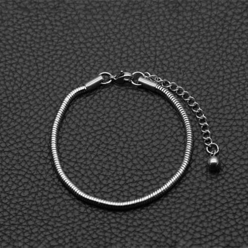 2mm 2.5mm 3mm Silver color Snake Chain Stainless Steel Bracelet Charm Chain Bracelet for Women Jewelry Accessories 18cm+5cm