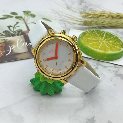 French Talking Watch with Alarm Function for Ladies, Talking Date and time, White Dial,Leather Band