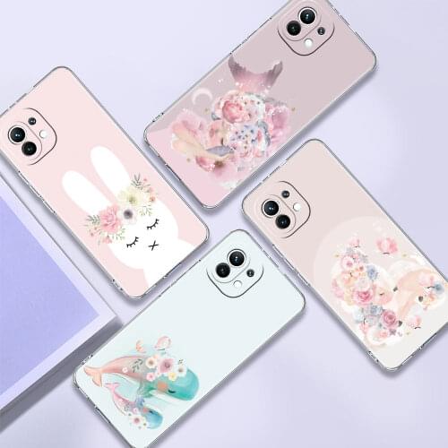 Clear Case For Xiaomi Mi Poco X3 NFC 10T Pro 11 F3 GT M3 Note 10 Lite 9 9T F1 Silicone Phone Cover Funda Tender Flower Shell Sac