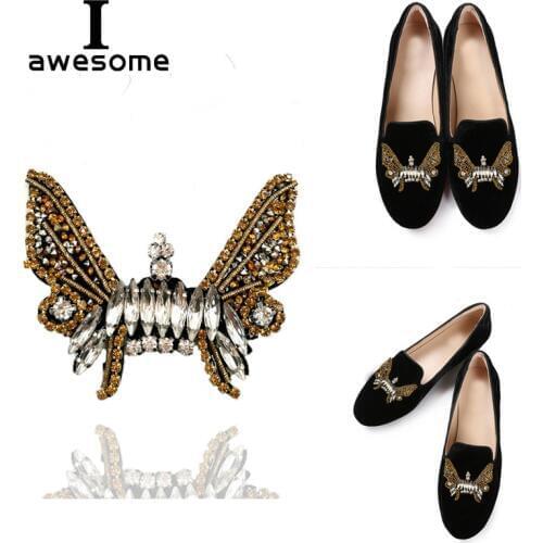 DIY Butterfly Rhinestone Bridal Wedding Party Shoes Accessories For High Heels Sandals Boots Flat Shining Shoe Decorations