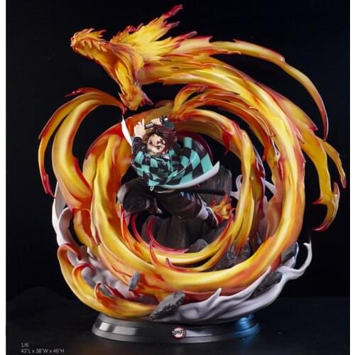 Demon Slayers Blade Kitchen Gate Tanjiro Fire Dragon GK Limited Statue Figure