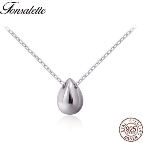 Fonsalette Tiny Teardrop Pendant Necklace 925 Sterling Silver Delicate Minimalist Layering Necklace woman jewelry wholesale ZK30