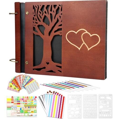 Photo Album, Self Adhesive Family Tree Photo Album, DIY Wooden Scrapbook Album 100 Pages, Anniversary, Valentines Day