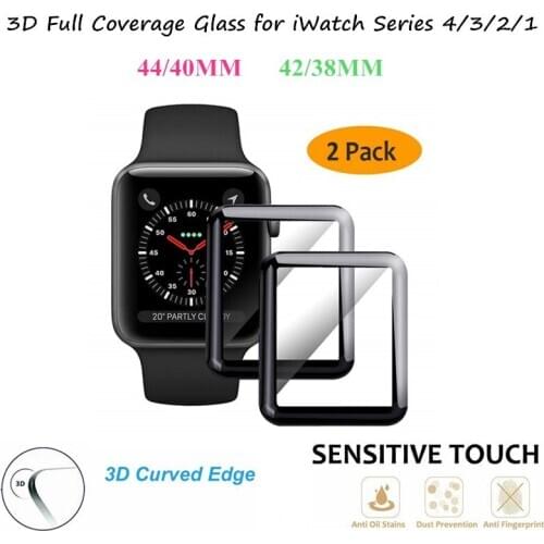 2PCS A Lot For Apple Watch 44MM 40MM Series 4 3 2 1 3D Curved Full Coverage Glass Film For iWatch 42/38MM templered Glass Screen