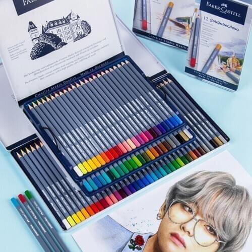 Faber Castell 1146 Goldfaber Aqua Water Soluble Colored Pencil Blue Box 12/24/36/48 Colors Professional Lapis De Cor Supplies