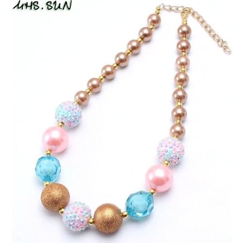 MHS.SUN Cute Design Baby Girls Bubblegum Beads Necklace Fashion Style Kids Beads Necklace Party Chunky Jewelry Hotter Sale