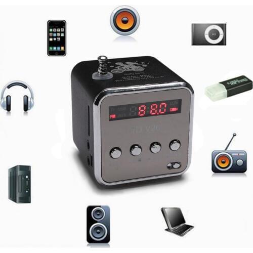 Mini Portable Speaker TD-V26 with Micro SD TF Card USB Disk Music Stereo Loudspeaker Amplifier for Laptop Mobile Phone MP3