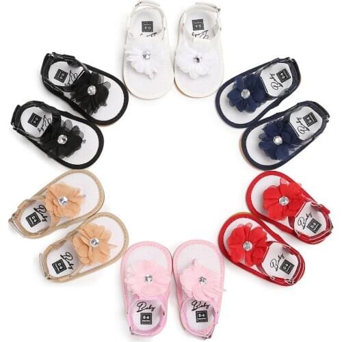 Fashion summer soft sole cotton cloth girls flowers beaded childrens soft shoes