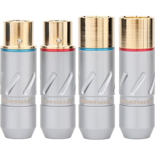 Monosaudio Pure Copper Gold Plated 3Pins XLR Balanced Head Amplifier Microphone Audio Cable Plug