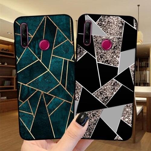 Marble Geometric Soft TPU Phone Case For Huawei Honor 30 10i 20i 30i 9X 8X Mate 10 20 Lite Pro Honor20 Silicone Black Cover