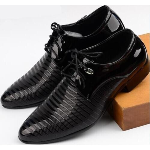 Hot Sale Size 38-48 Formal Clothes Casual Shoes Men Spring Autumn Waterproof Solid Lace-Up Man Fashion Flat With Pu Leather Shoe