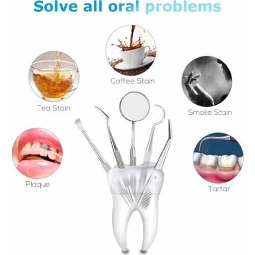 5pcs Stainless Steel Tools Kit Teeth Tartar Scraper Mouth Mirror Dentists Pick Tool Teeth Scaler for Personal Use