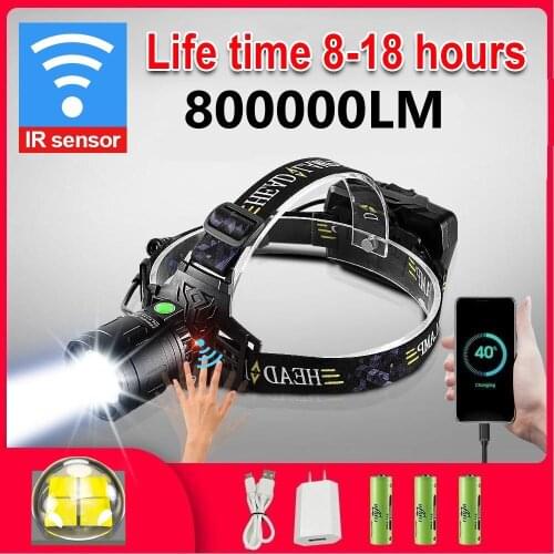 Super XHP100.2 Sensor Most Powerful LED Headlamp High Power Head Light 18650 XHP90 Head Flashlight Usb Rechargeable Fishing Lamp