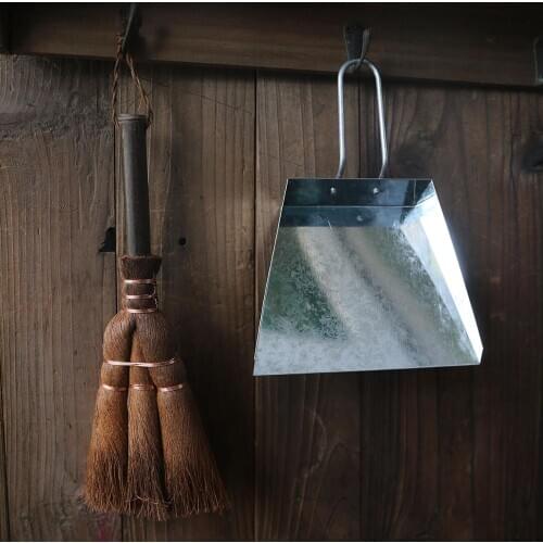 Mini Desktop Broom Garbage Shovel Natural Miscanthus Brown Cleaning Gadget Garden Home Helper