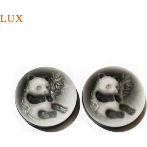 Natural Genuine Agates Cabochons Cameo Round Flatback Cute panda Cameo Charms For Necklace DIY Jewellry Making 15mm