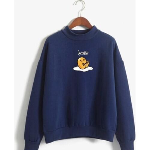 2020New Womens Turtleneck Top Harajuku Style Printed Cute Cartoon Sweatshirt