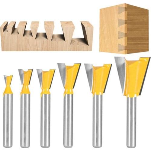6pcs Handles Dovetail Knife Sub-mouth Woodworking Milling Cutter Carving Knife Small Dovetail Slotting Tenon Knife