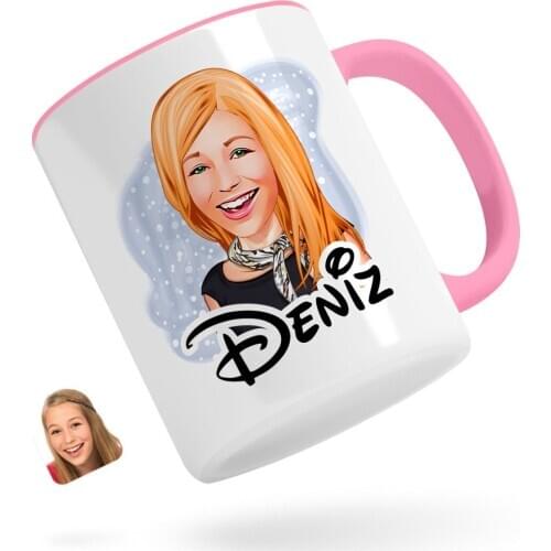 Personalized Women 'S Caricature Of Pink Mug Bardak-75