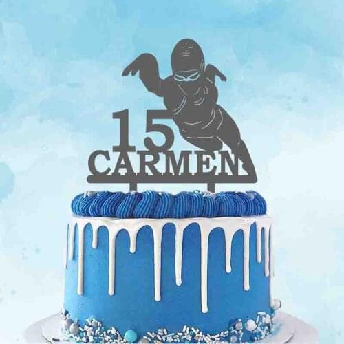 Personalized Swimming Cake Topper Custom Name Age Swimming Silhouettes For Swimmer Birthday Party Cake Decoration Topper
