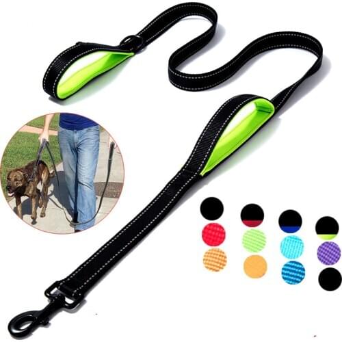 Big Dog Traction Belt Double Hand Traction Dog Traction Leash Large and Medium Dog Nylon Double Thickened Reflective Dog Rope