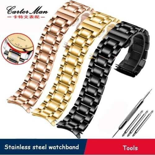 Curvedend stainless steel watchband 14mm15mm16mm17mm 18mm 19mm 20mm 21mm 22mm 23mm 24mm men and women bracelet watch accessories