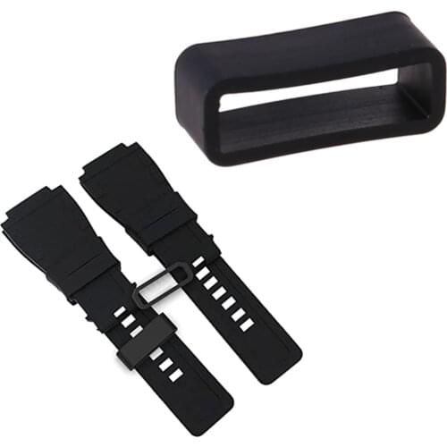 Universal 18mm Belt Loop Silicone Buckle Fastener Ring Connector Replacement Black for Garmin Vivosmart