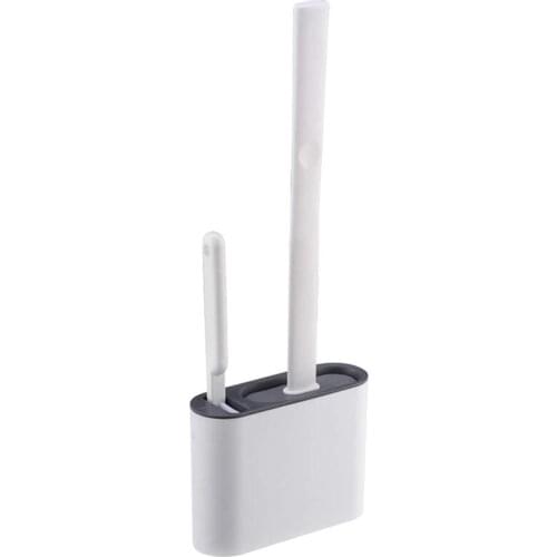 Toilet Brush Deep Cleaner Silicone Toilet Brush and Quick Drying Holder Kit With Hook and Small Brush Bristles Standing