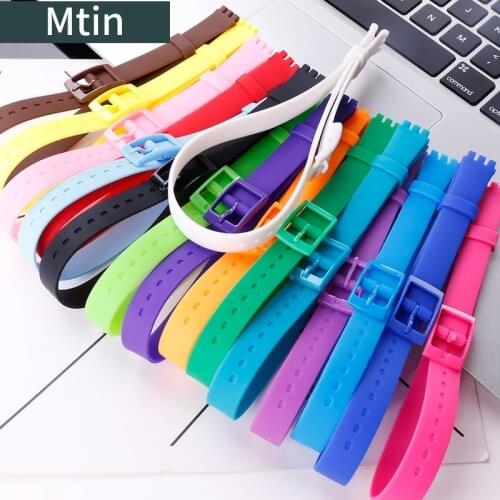 Silicone Strap Ladies Pin Buckle Watch Accessories For Swatch 12mm Outdoor Sports Bracelet Childrens Wristband
