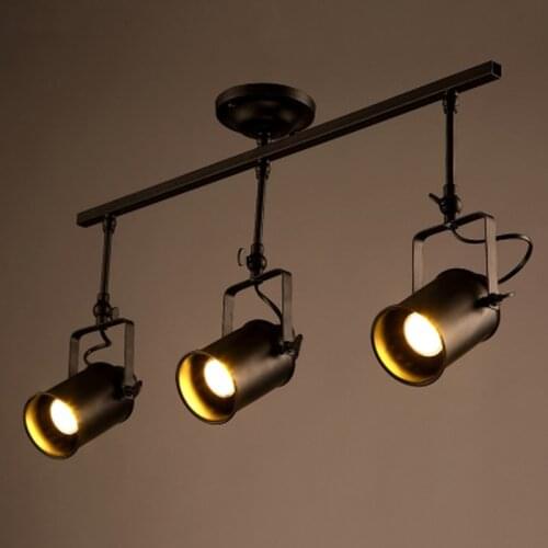 Nordic Retro Loft Track Light RH American Industrial LED Black Ceiling Vintage Spot Pendant Light Lamp Lustres Bedroom