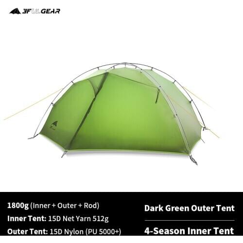 3F UL GEAR Tent 2 Persons Windproof and Rainproof Camping Tent 15D Silicone Ultralight Outdoor HIking Travel Tent With free Mat