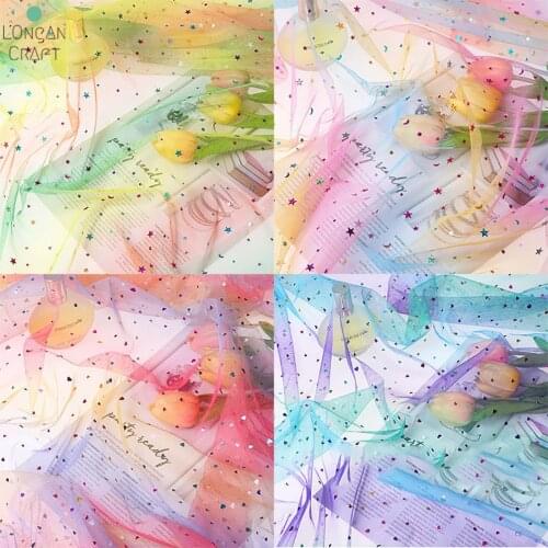 Colorful Rainbow Printed Tulle Fabric DIY Sewing Baby Shower Skirt Princess Dress Wedding Party Decoration Supplies