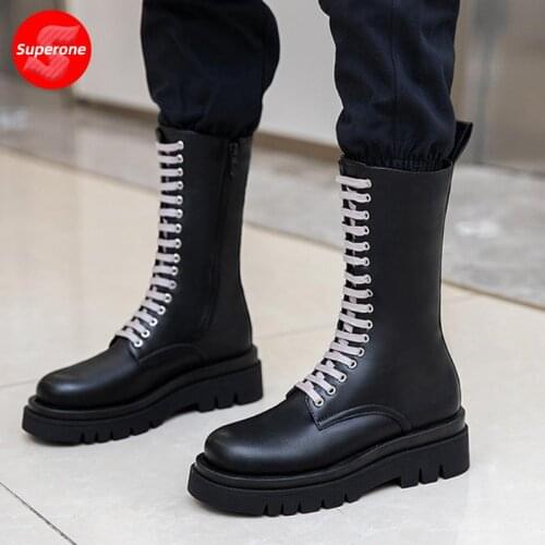 Superone Size 34-43 Women Half Short Boots Fashion Zipper Shoes Women Thick Bottom Winter Boots Casual Cool Shoes Women Footwear