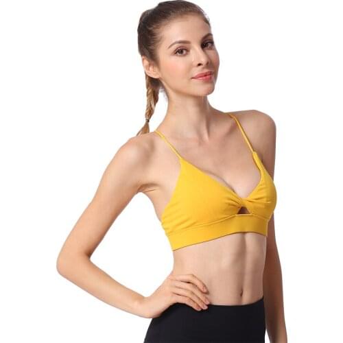 Fitness Women Sports Bra Push Up Deep V Cross Straps Wirefree 3/4 Cup Shakeproof Dry Fit Yoga Running Gym Workout Brassiere Tops