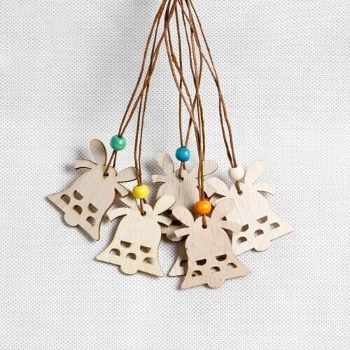 10PCS Christmas Wooden Pendant Snowflakes&Deer&Tree & Bells Ornaments Xmas Tree Ornaments Christmas/Wedding Party Decorations
