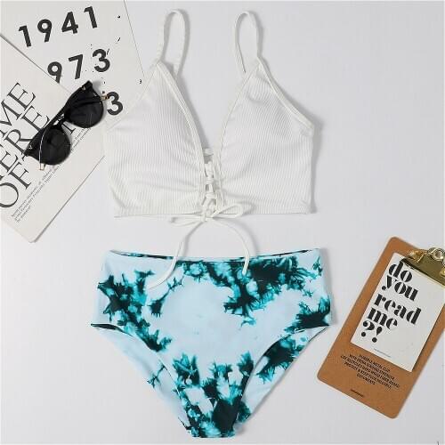 2021 Sexy Leaf Print Bikini Female Swimsuit Women Swimwear Thong Push Up Bikinis Set High Waist Swimming Suits for Bathing Suit