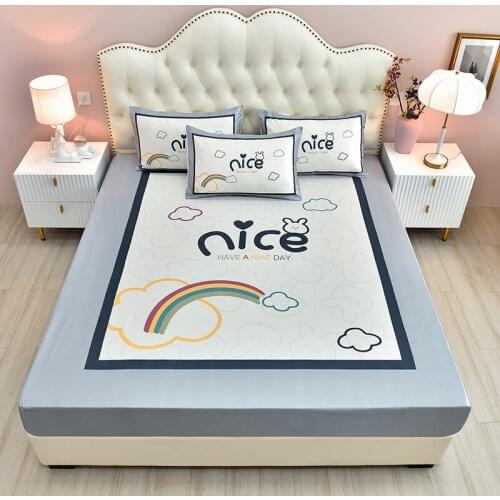 3pcs Cool Microfiber Fitted Sheet With Pillowcase Set Double Sheets Full Cute Bed Sheet 180x200cm For Child Bedding Sets Single