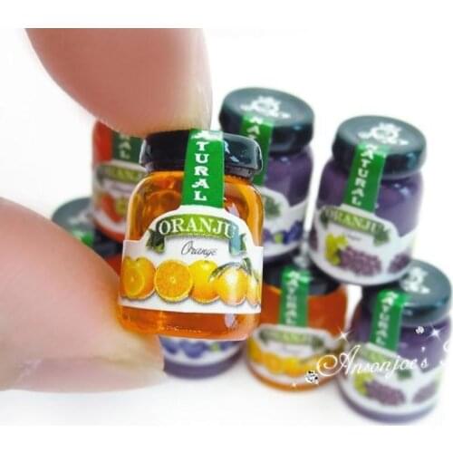 4PCS Cute 1/12 Scale Dollhouse Miniature Jam Model Doll Play Food Pretend Kitchen Accessories Toys