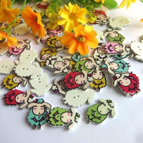 50pcs 2 Holes Mixed sheep Buttons Sewing Scrapbooking DIY Clothing Decorative Accessories wood buttons