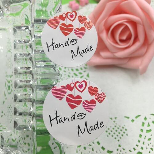 500pcs Hand Made Little Cherry Mouth Love Paper Self-adhesive Sticker Packing Gift/Chocolate/Box/Bottle Seal Labels Sticker