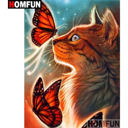HOMFUN 5D Diamond Embroidery Needlework Kit "Animal butterfly" Diy Diamond Painting Cross Stitch Home Decoration Gift A01533