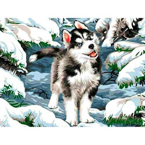 Old Street Home Diamond Embroidery Scenery Snowwolf Full DIY Diamond Painting Cross Stitch Needlework Kits